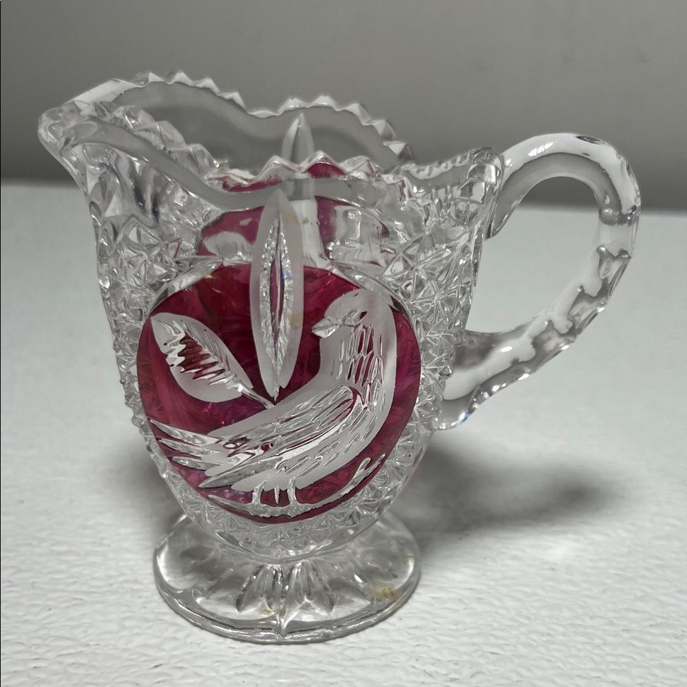 Vintage Hofbauer Ruby Byrdes Collection Lead Crystal Creamer Made in Germany